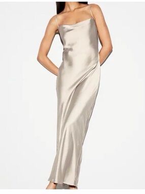 The Occasion Satin Slip Maxi Dress in Champagne